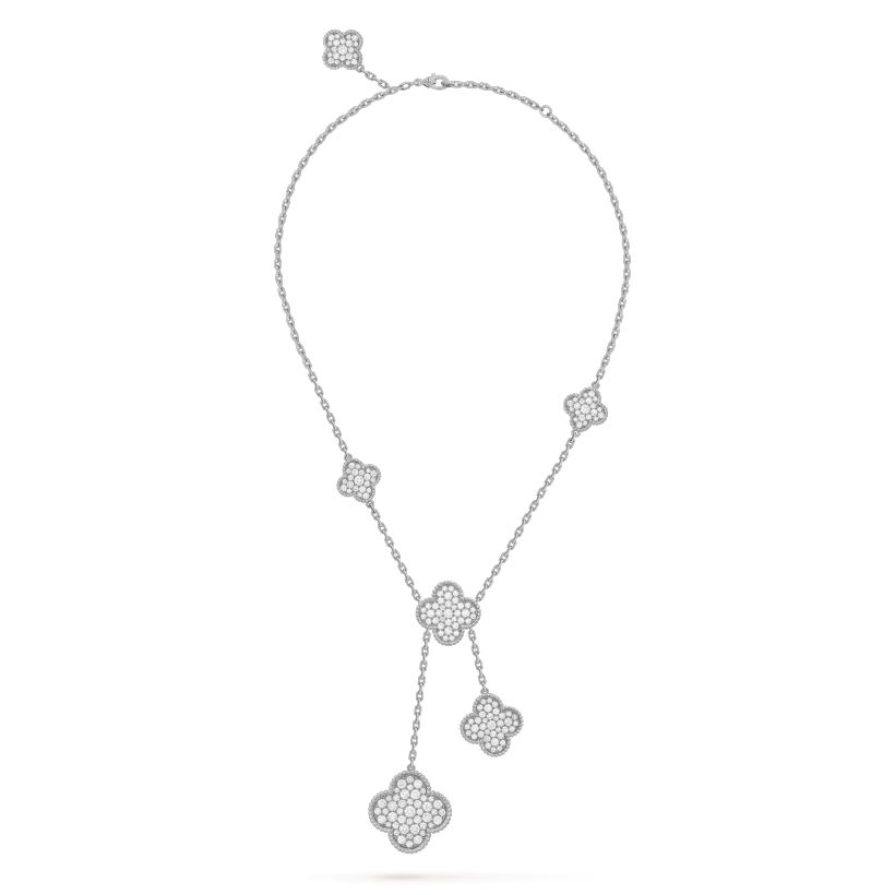 [AuraEcho]CLOVER 5 MOTIFS SILVER DIAMONDS NECKLACE