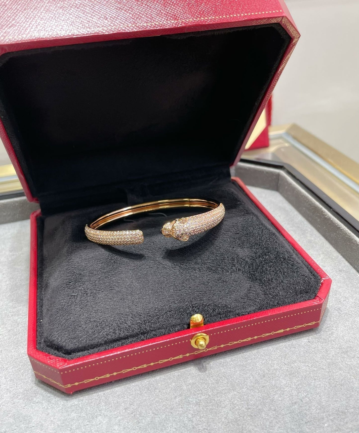 [AuraEcho]PANTHERE FULL DIAMOND OPEN BRACELET